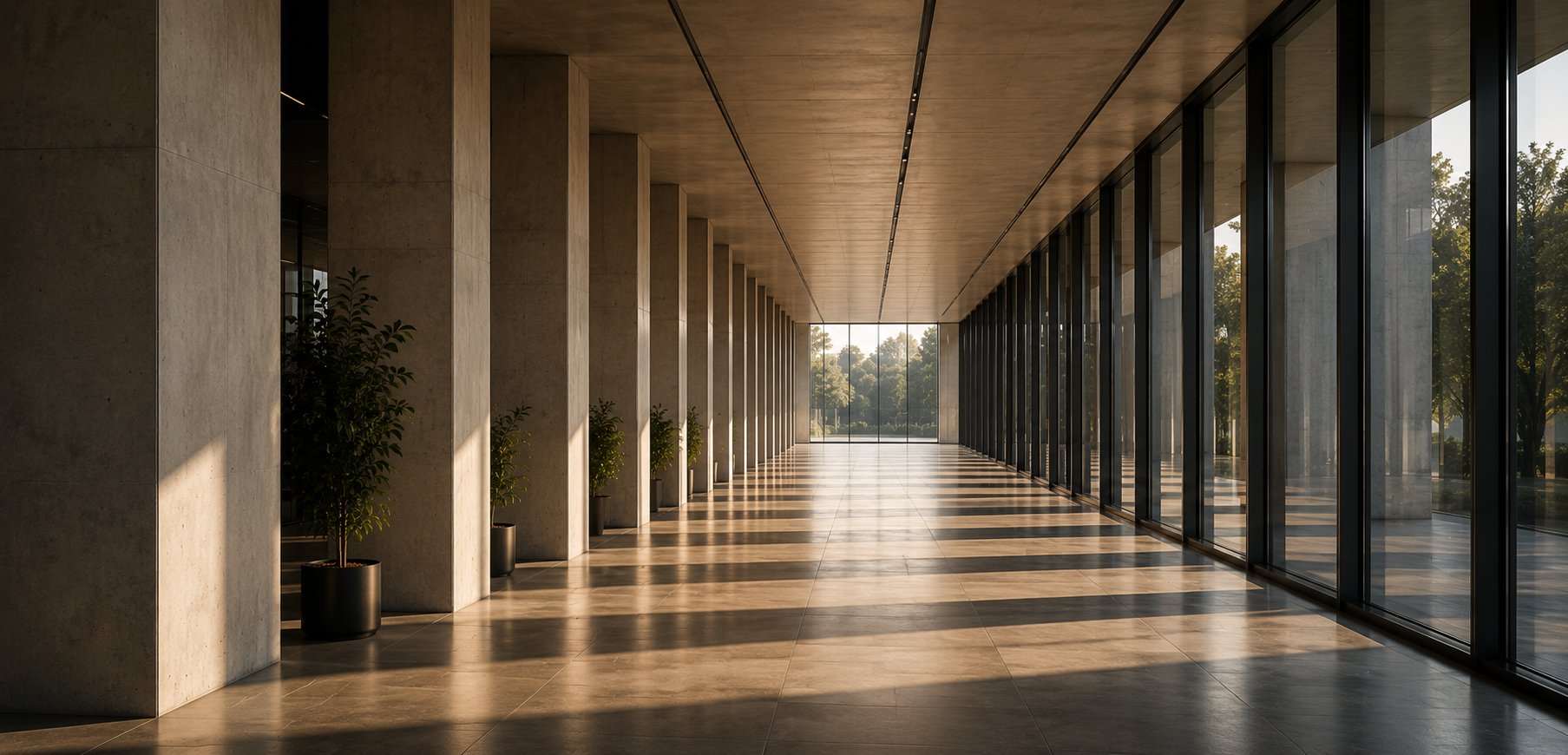 Minimalist architectural corridor
